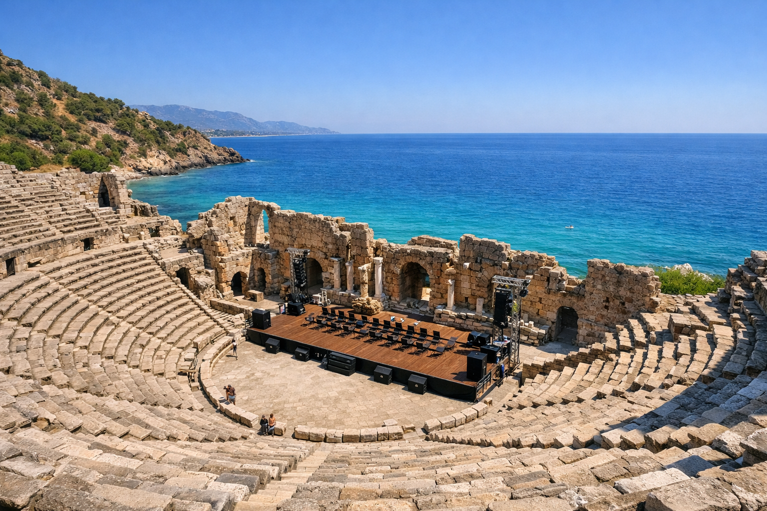 Akdeniz bolgesi antik tiyatro alani