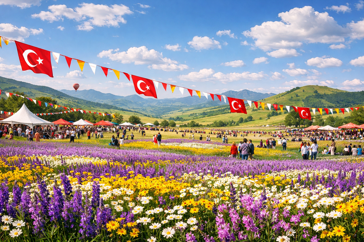 Bahar mevsiminde cicek acmis doga manzarasi