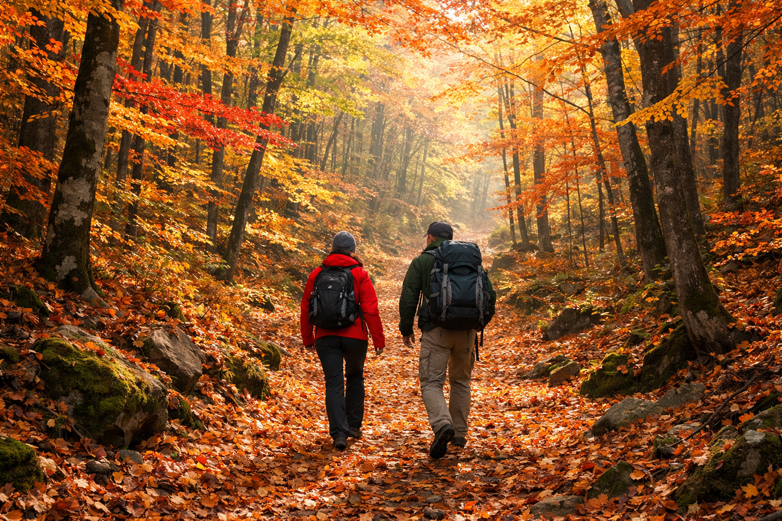 Sonbahar renklerinde doga yuruyusu
