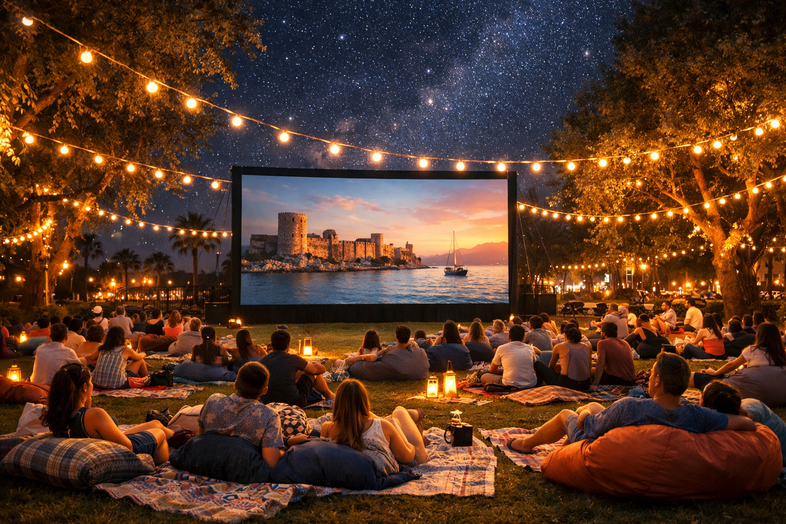 Sicak yaz gecelerinde acik hava eglencesi