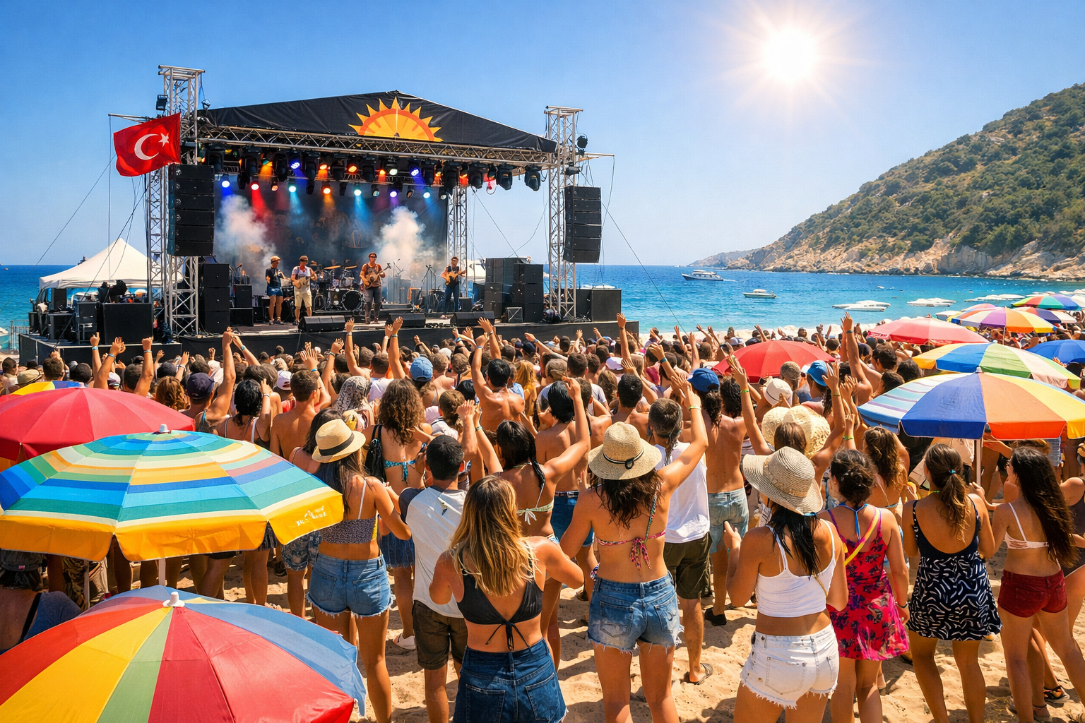 Yaz aylarinda sahil kenarinda acik hava etkinligi